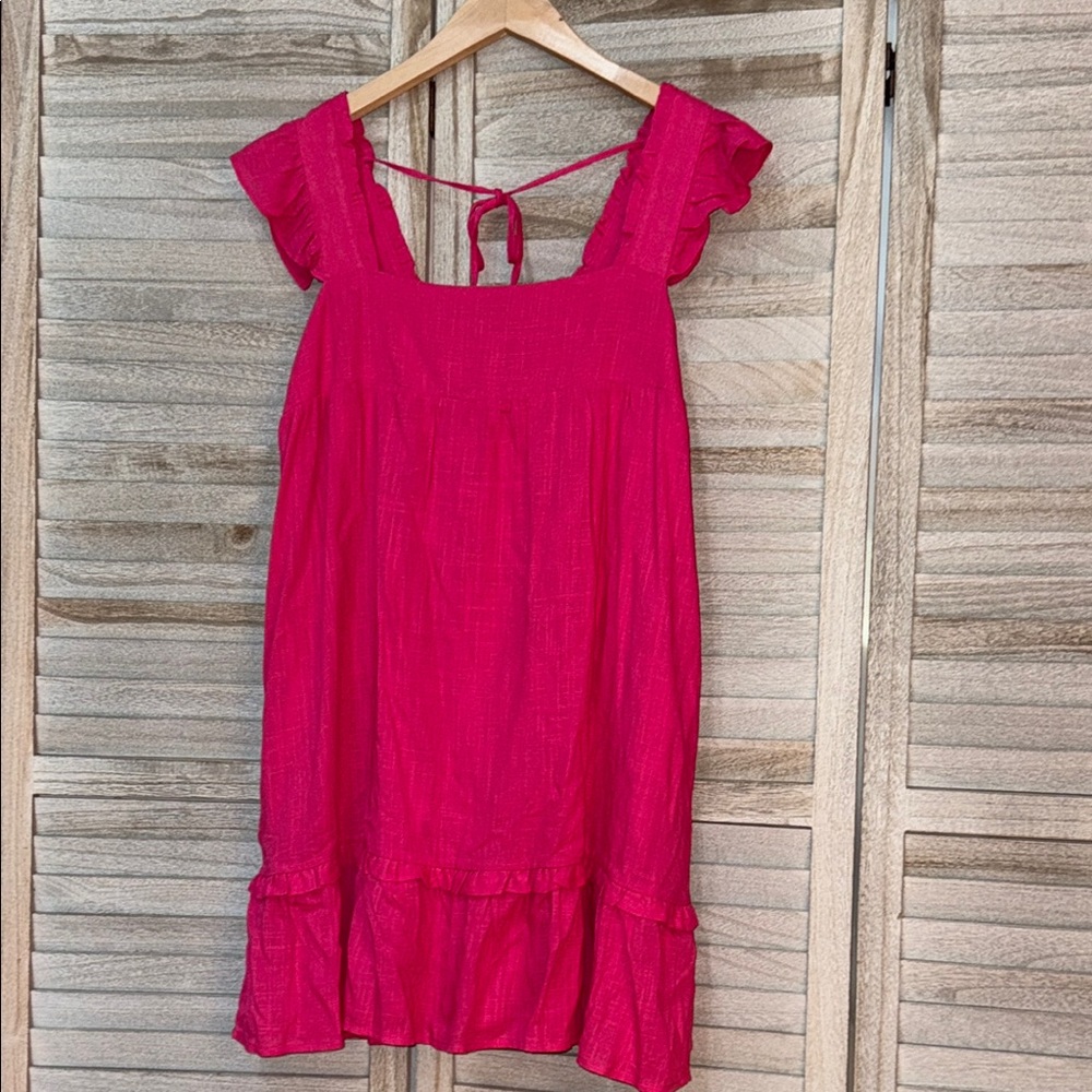 NWT Vibrant Pink Sleeveless Linen Dress with pockets